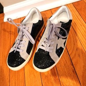 Sequin and suede sneakers